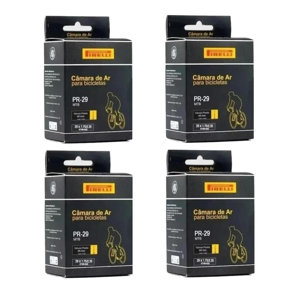 Kit Câmara de Ar 29 x 1.75/2.35 Pirelli MTB Bico Fino 48 mm - 4 unidades