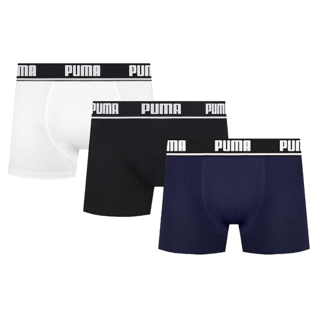 Kit Cuecas Boxer Puma Cotton - 3 Unidades - Adulto - Foto 1