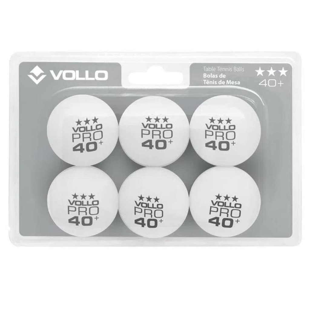 Kit de Bola de Tênis de Mesa Vollo 3 Estrelas - 6 Unidades