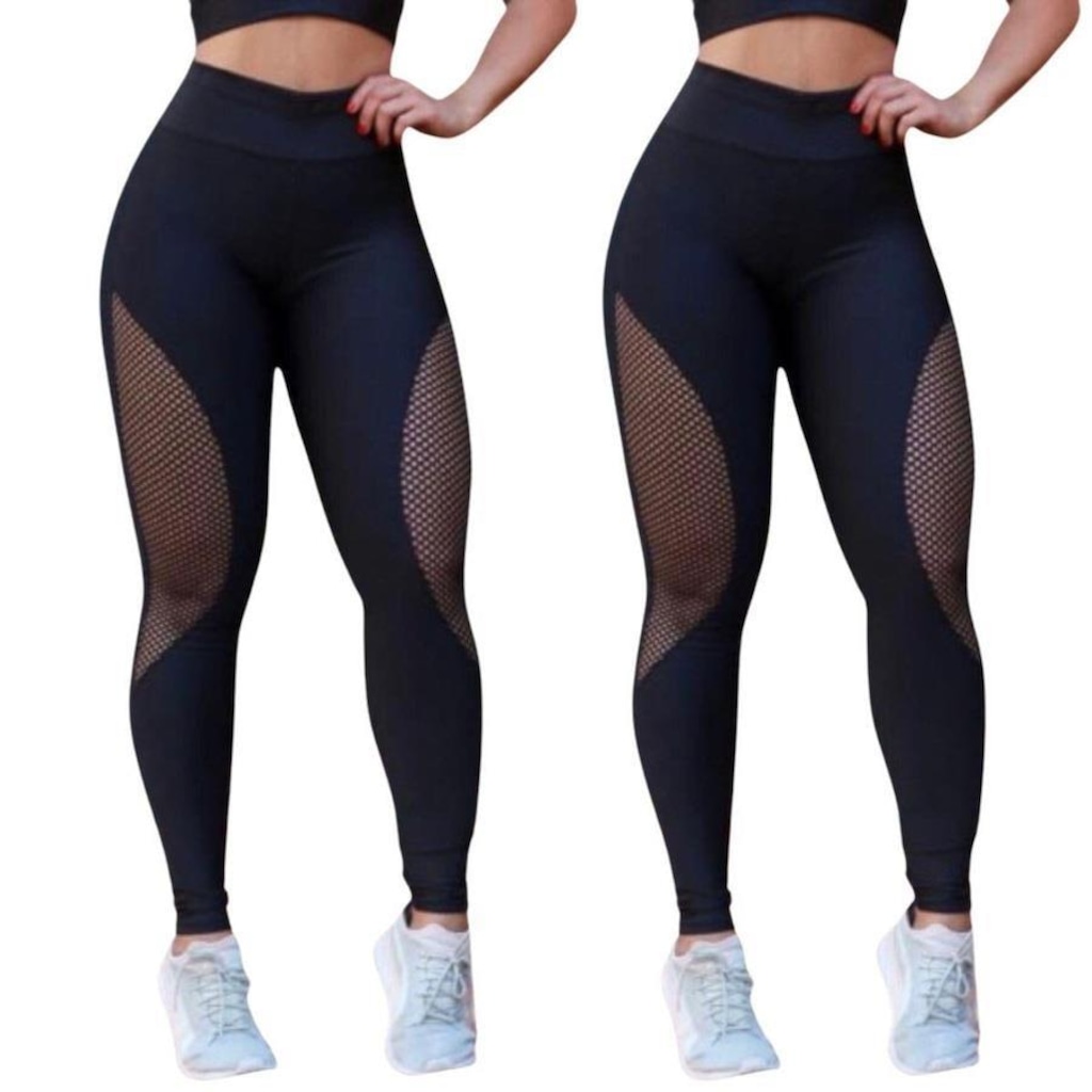 Imagem 3 do produto Calça Arrastão Legging Belmento Detalhe Rede Academia Fitness Suplex - Feminina - 2 Unidades