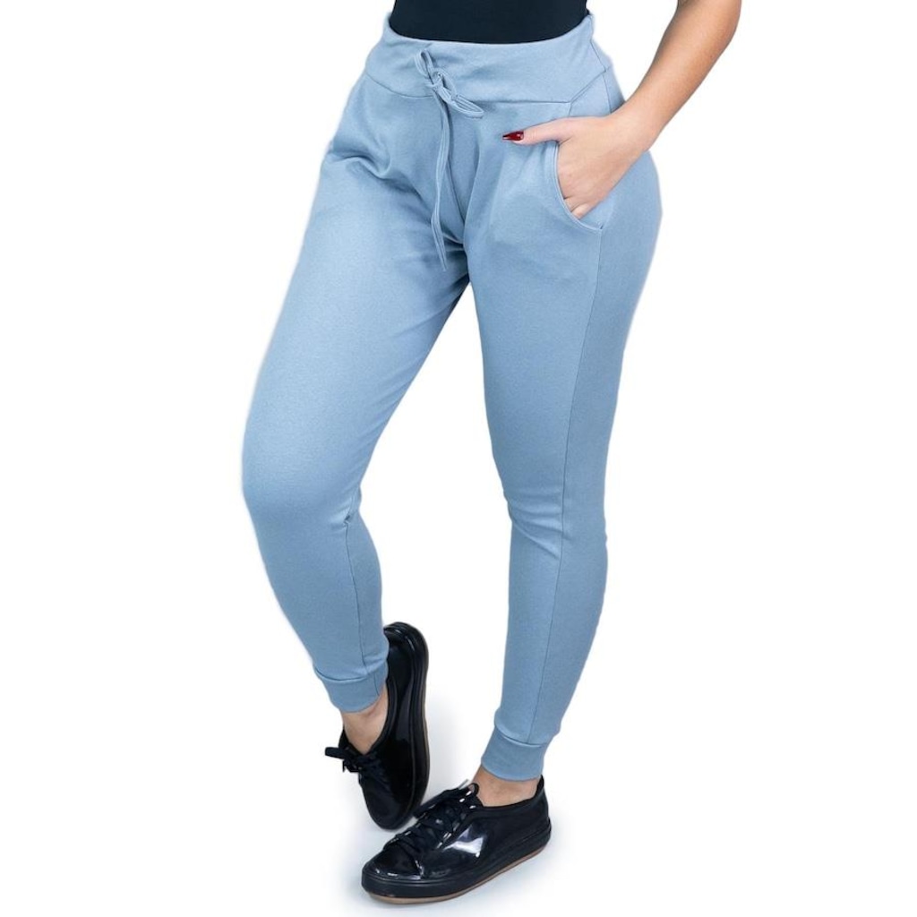 Calça de Moletom MVB Modas Cintura Alta Ribana - Feminina