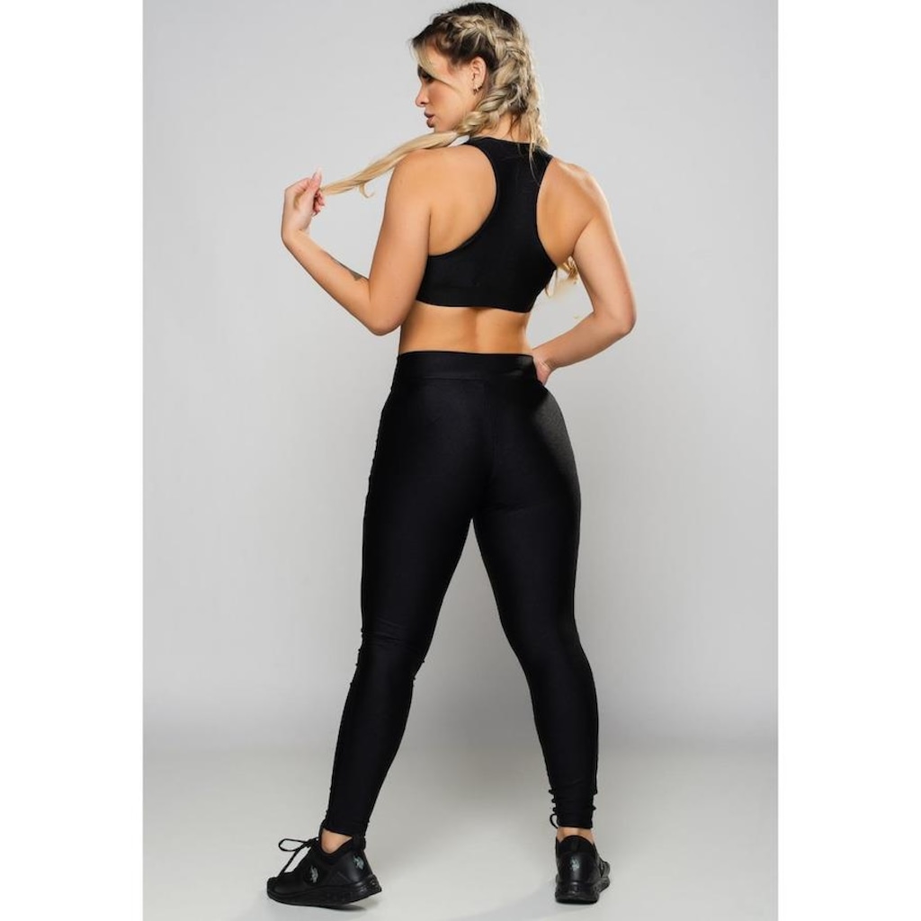 Imagem 4 do produto Calça Legging MVB Modas Poliamida Brilhosa Cintura Alta - Feminina