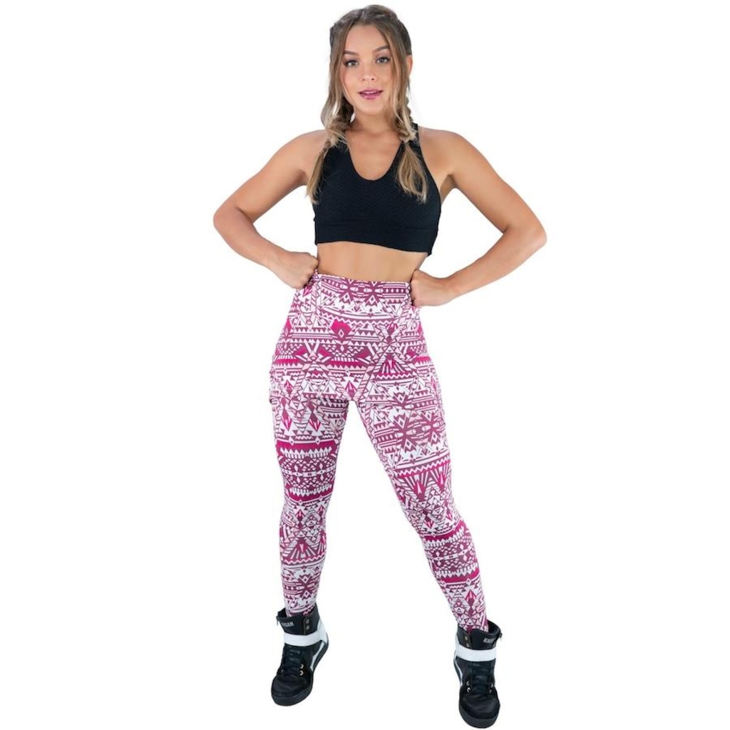 Imagem 3 do produto Calça Legging MVB Modas Suplex Saia Tapa Bumbum Estampada Cintura Alta - Feminina