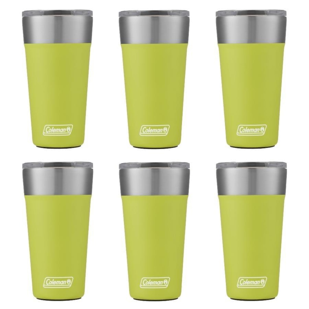 Kit de Copos Térmico Coleman com Tampa - 600ml - 6 Unds Light Green