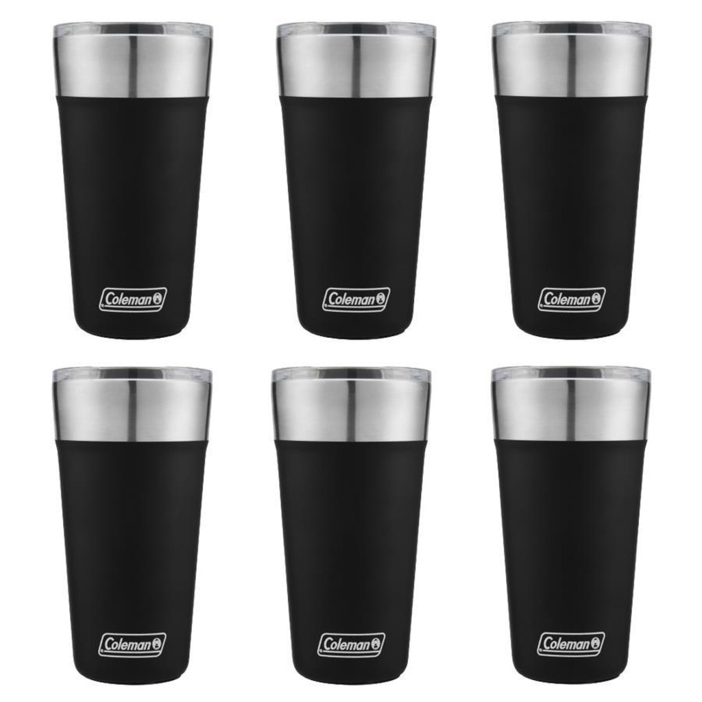 Kit de Copos Térmico Coleman com Tampa - 600ml - 6 Unds Preto