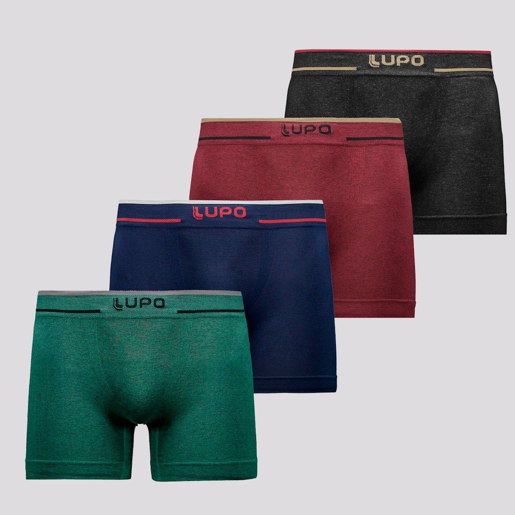 Kit Cueca Boxer Lupo Microfibra Sem Costura Sortidas - 4 unidades - Masculina