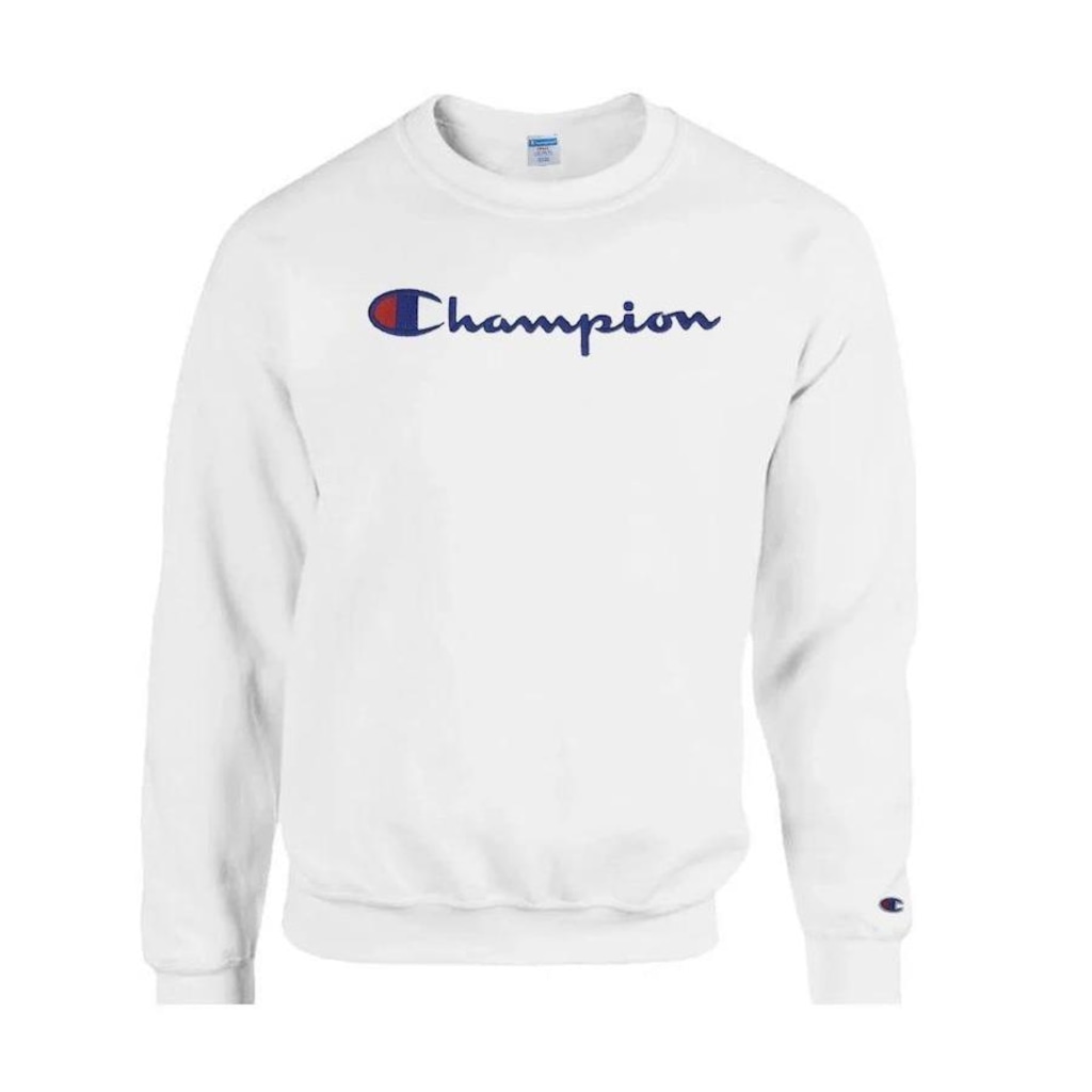 Blusão de Moletom Champion Felpado Gola Careca Fleece Script - Masculino
