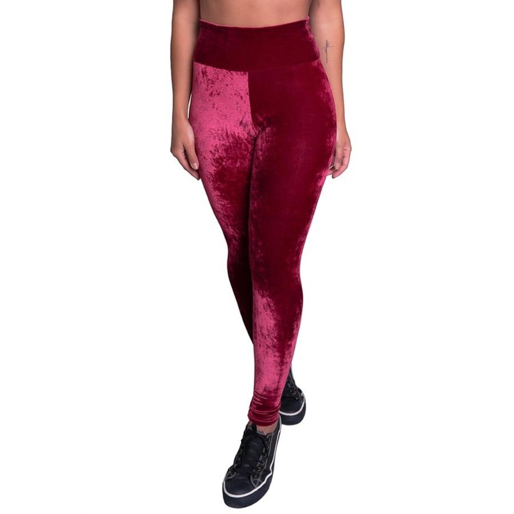 Calça Legging MVB Modas Veludo Molhado Cintura - Feminina