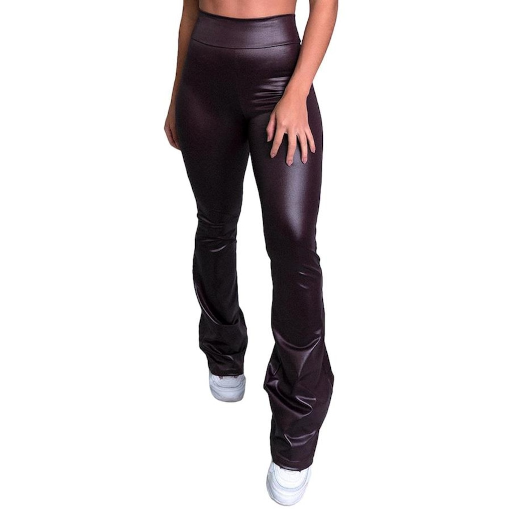 Calça Pantalona Mvb Modas Flare Cirrê Cintura Alta - Feminina