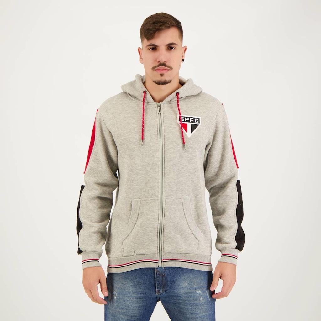 Jaqueta de Moletom do São Paulo com Capuz Basic Futfanatics - Masculina - Foto 1