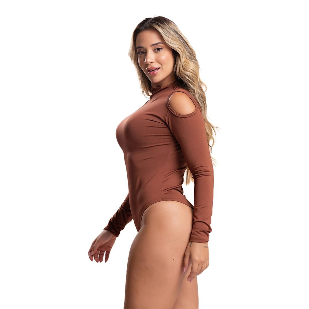 Imagem 2 do produto Body Fitness Mvb Modas Manga Longa Gola Alta Ombro - Feminino