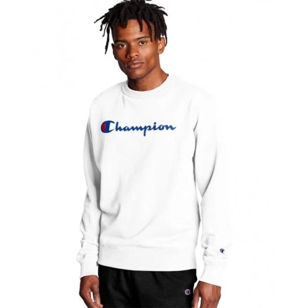 Blusão de Moletom sem Capuz Champion Logo Script Ink - Masculino