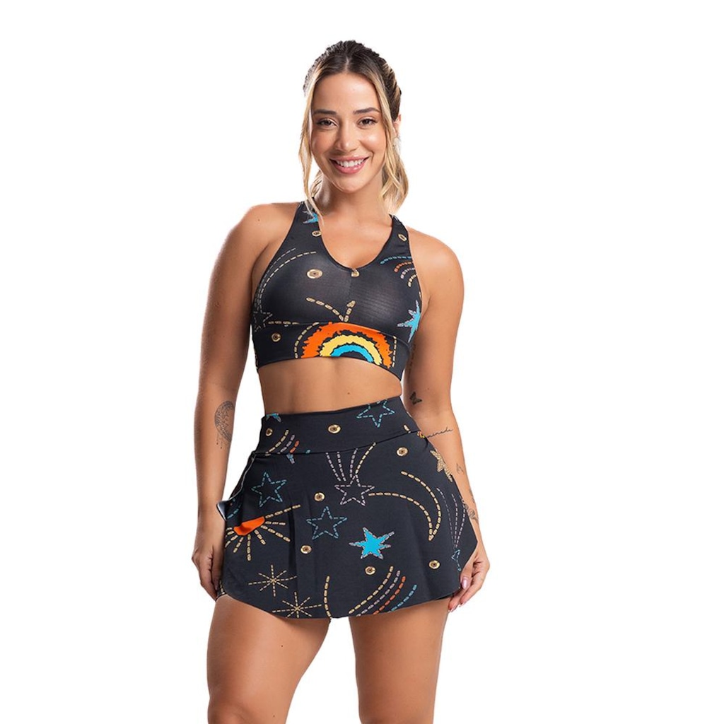 Short Saia Tapa Bumbum MVB Modas Estampado - Feminino