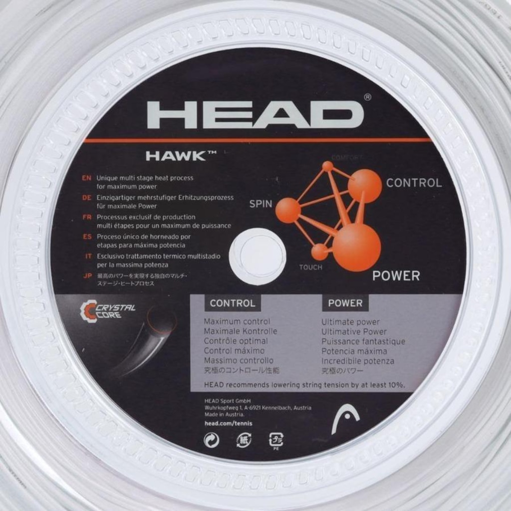 Corda para Raquete de Tênis Head Hawk 16L 1.30Mm
