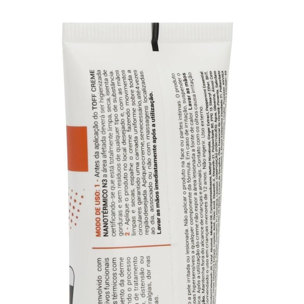 Imagem 3 do produto Creme Nanotermico Toff Care N3 Aquecimento Intenso - 100g