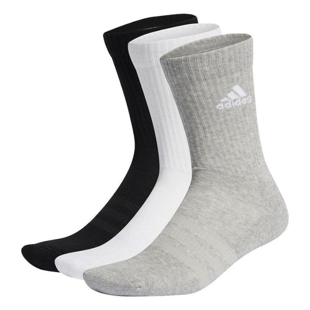 Kit Meias Cano Alto adidas Cush CRW - 41 a 43 - 3 Pares - Adulto