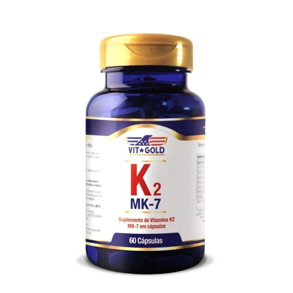 Vitamina K2 MK-7 (Menaquinona-7) 100mcg Vitgold - 60 Cápsulas - Foto 1