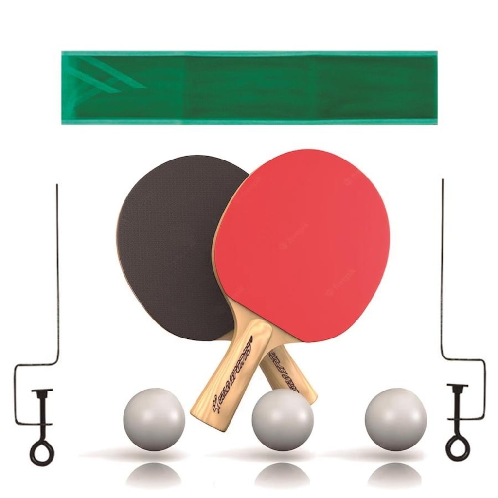Kit Tênis De Mesa Gold Sports Gold Pro: 2 Raquetes + 3 Bolas + Rede Suporte Lazer