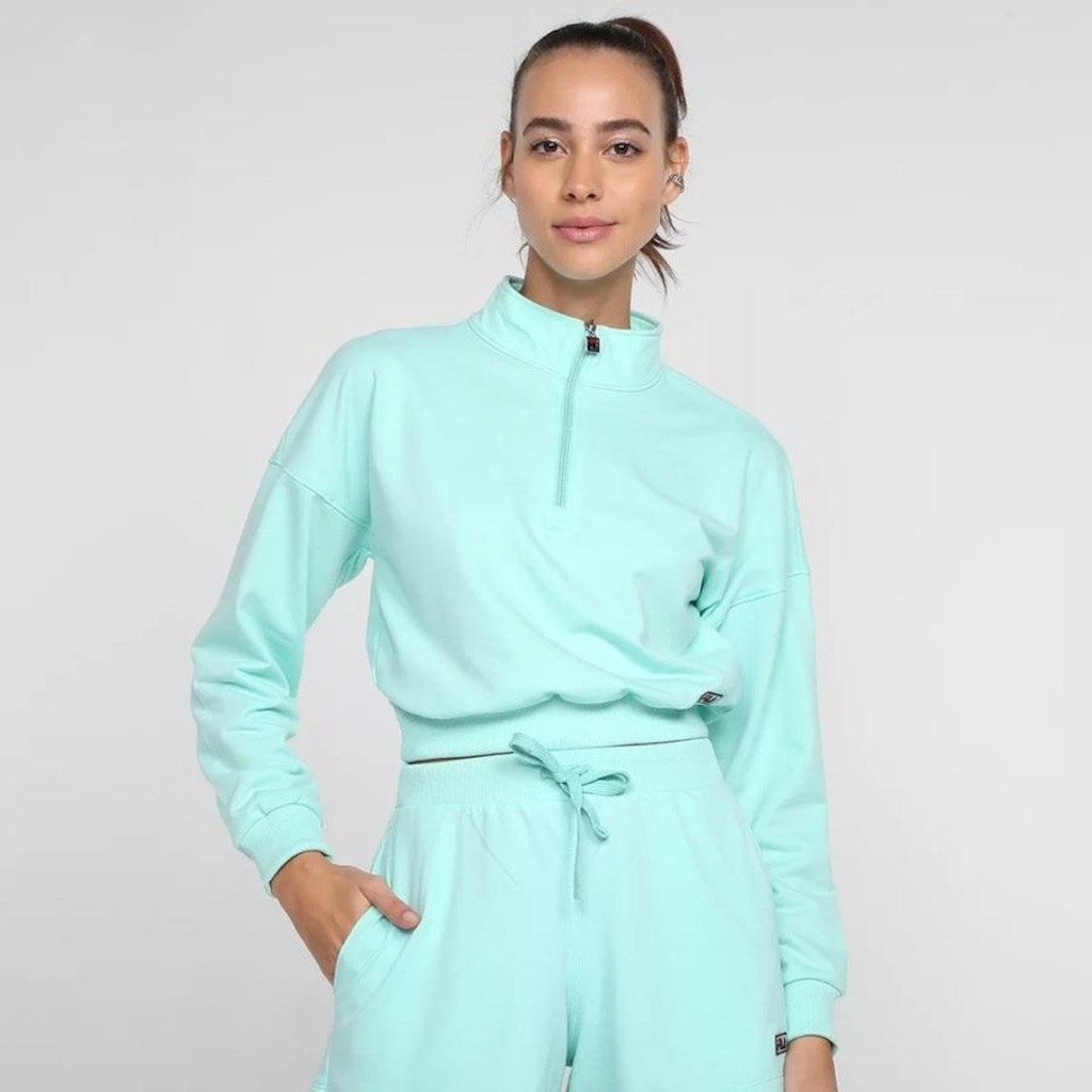 Blusão de Moletom Cropped Fila Basic Classic - Feminino