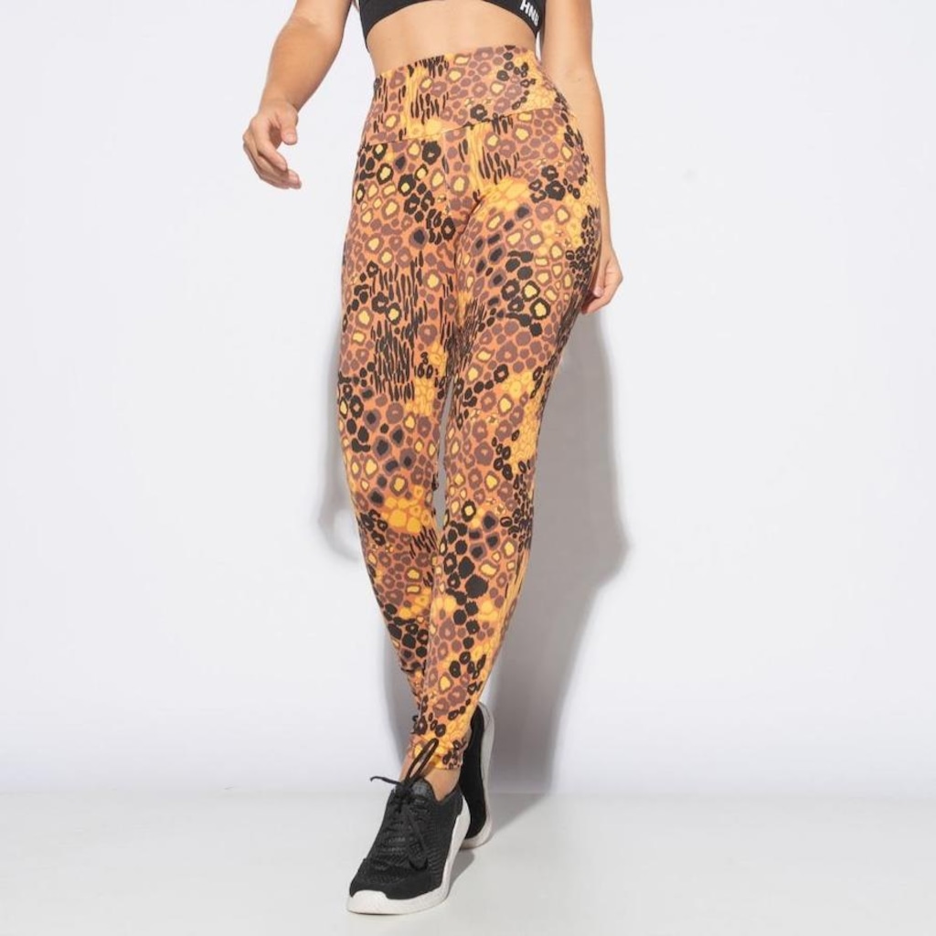 Calça Legging Honey Be Fitness Estampada Oncinha - Feminina - Foto 1