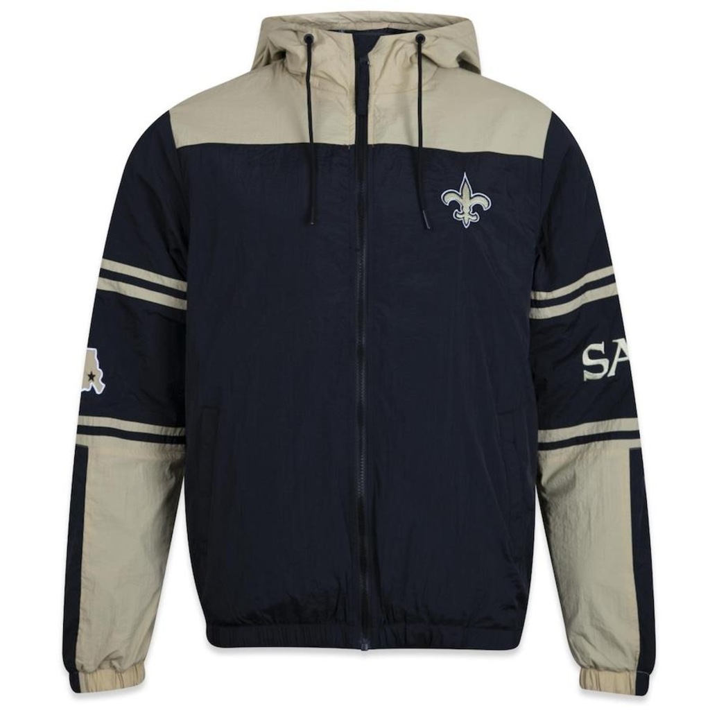 Jaqueta Corta Vento com Capuz New Era Windbreaker NFL New Orleans Saints Back To School - Masculina - Foto 1