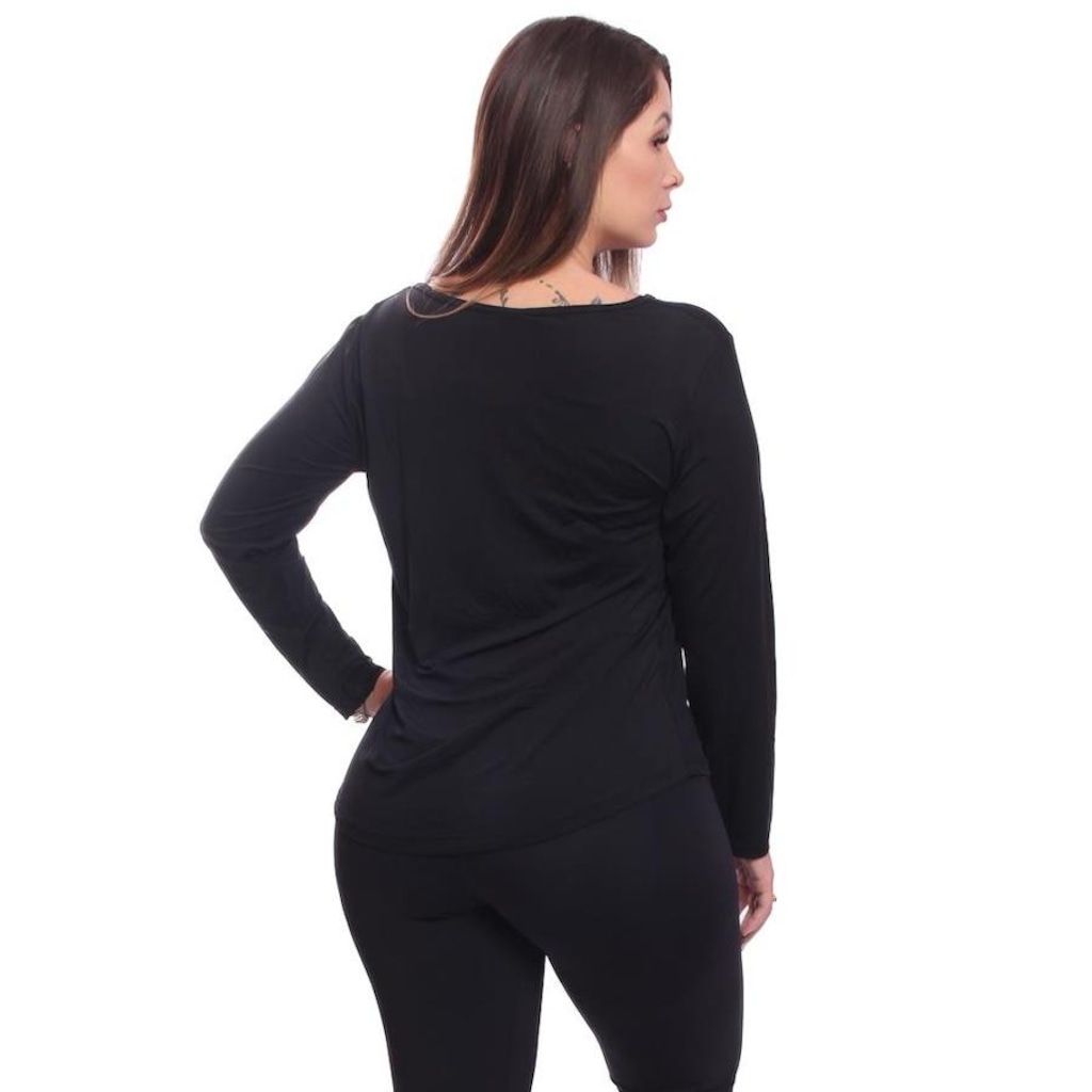 Imagem 2 do produto Camiseta Dellas Fit Manga Longa Dry Fit Básica Lisa Blusa Academia Treino Esporte - Feminina
