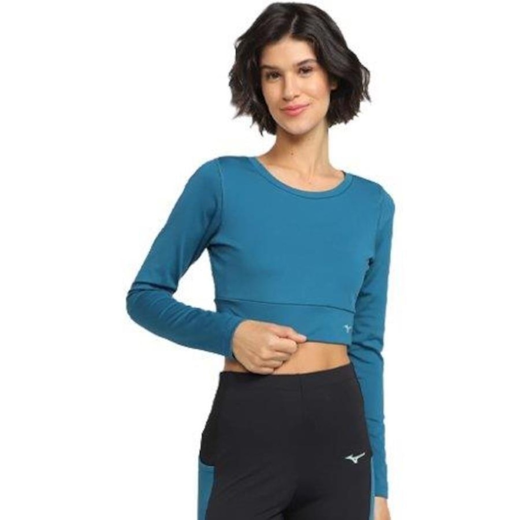 Blusa Cropped Mizuno Manga LogaSoul Fit - Feminina