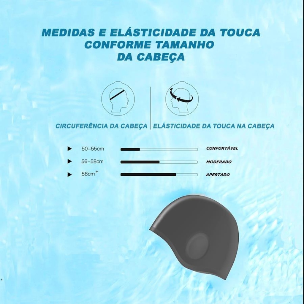 Imagem 3 do produto Touca de Natação Gold Sports Ergononico Ultra Confort com Cobertura das Orelhas - Adulto