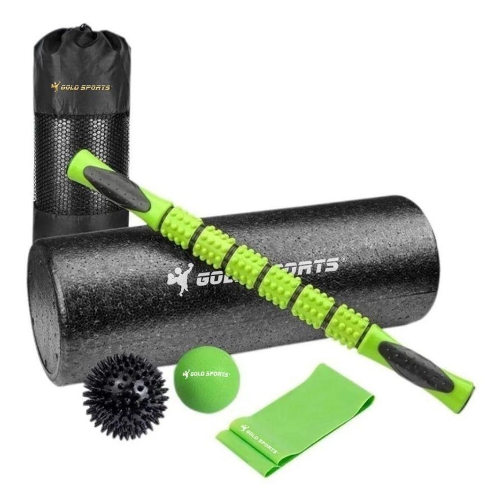 Kit Rolo de Massagem Gold Sports Liberação Miofascial Ii Pro 5 X 1