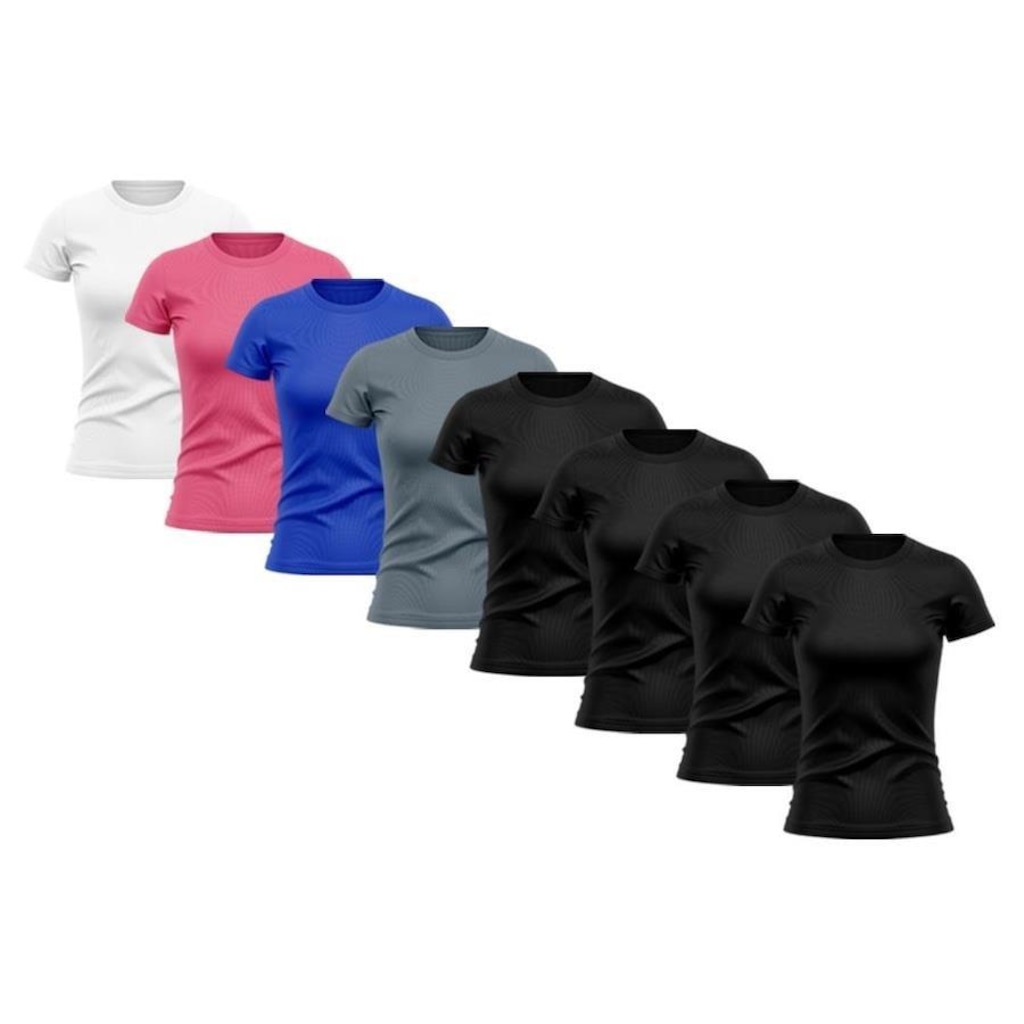 Imagem 5 do produto Kit Camisetas de Treino Whats Wear Raglan com Proteção Solar UV - 8 unidades - Feminina