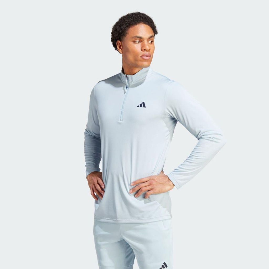 Camiseta adidas Manga Longa 1/4 Zíper Train Essentials Seasonal