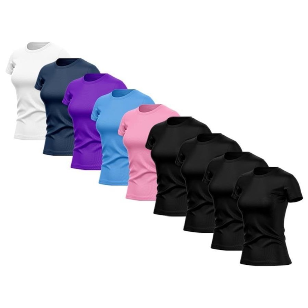 Imagem 2 do produto Kit de Camisas Térmica Adriben Dry Fit com Proteção Solar Uv - 9 Unidades - Feminina