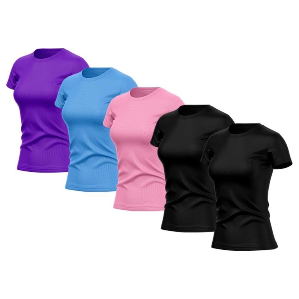 Kit de Camisas Térmica Adriben Dry Fit com Proteção Solar Uv - 5 Unidades - Feminina