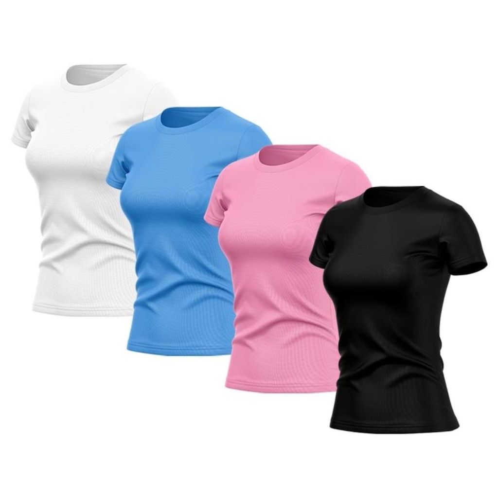 Kit de Camisas Térmica Adriben Dry Fit com Proteção Solar Academia - 4 Unidades - Feminina