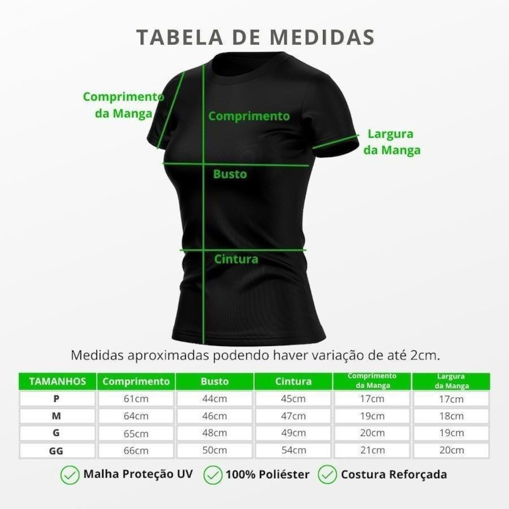 Imagem 3 do produto Camiseta Adriben Dry Fit Proteção Solar Uv Térmica Academia - Feminina