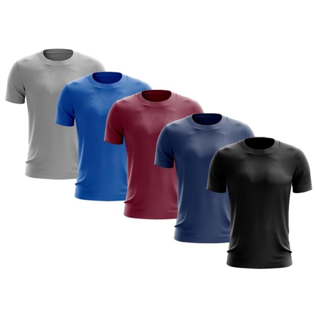 Kit de Camisas Térmica Adriben Dry Fit com Proteção Solar - 5 Unidades - Masculina
