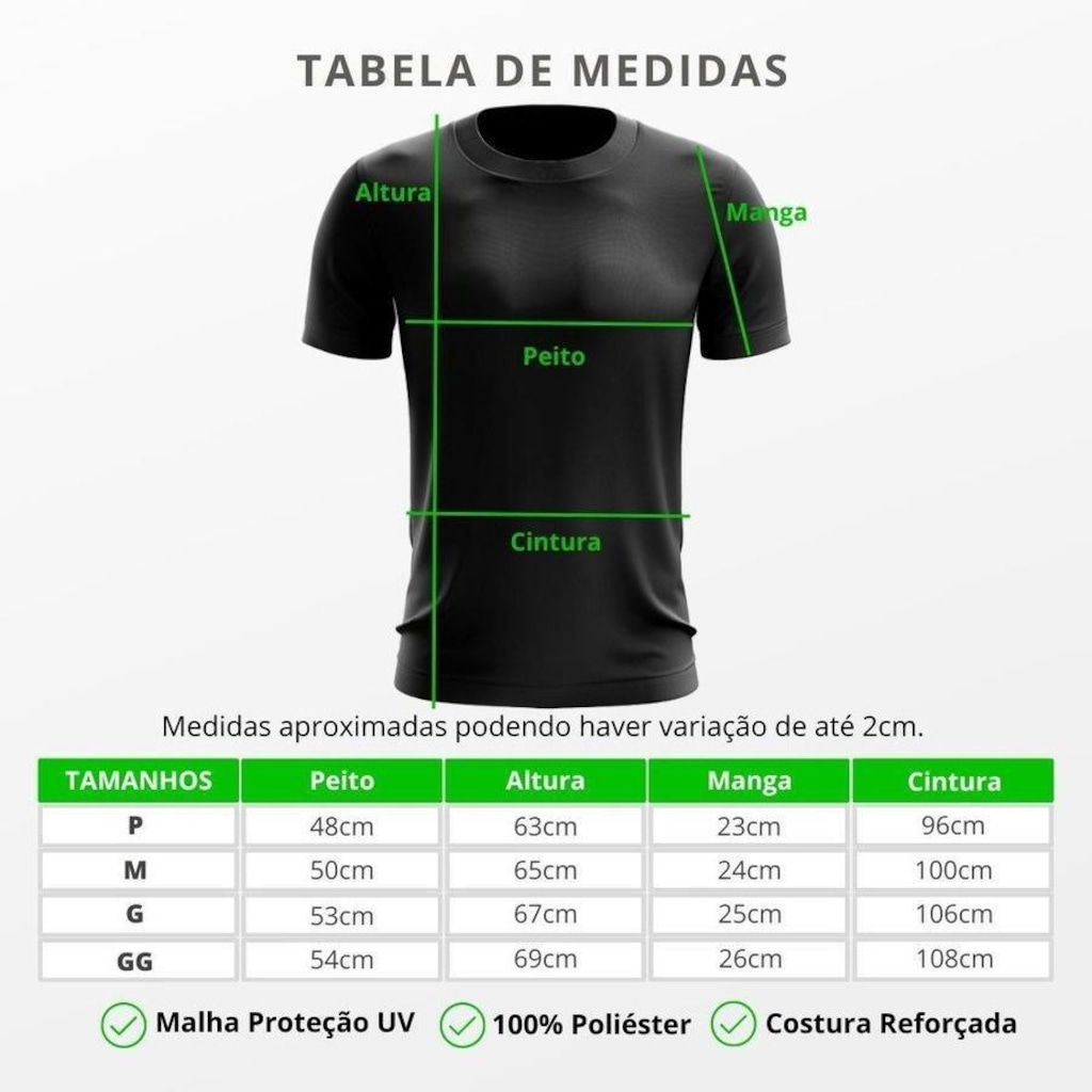 Kit de Camisas Térmica Adriben Dry Fit com Proteção Solar - 3 Unidades - Masculina
