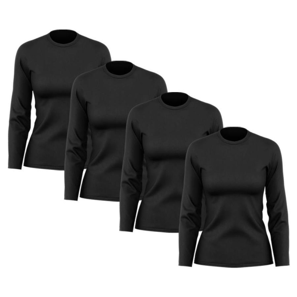 Imagem 4 do produto Kit de Camisas Térmica Adriben Dry Fit Manga Longa com Proteção Solar - 4 Unidades - Feminino