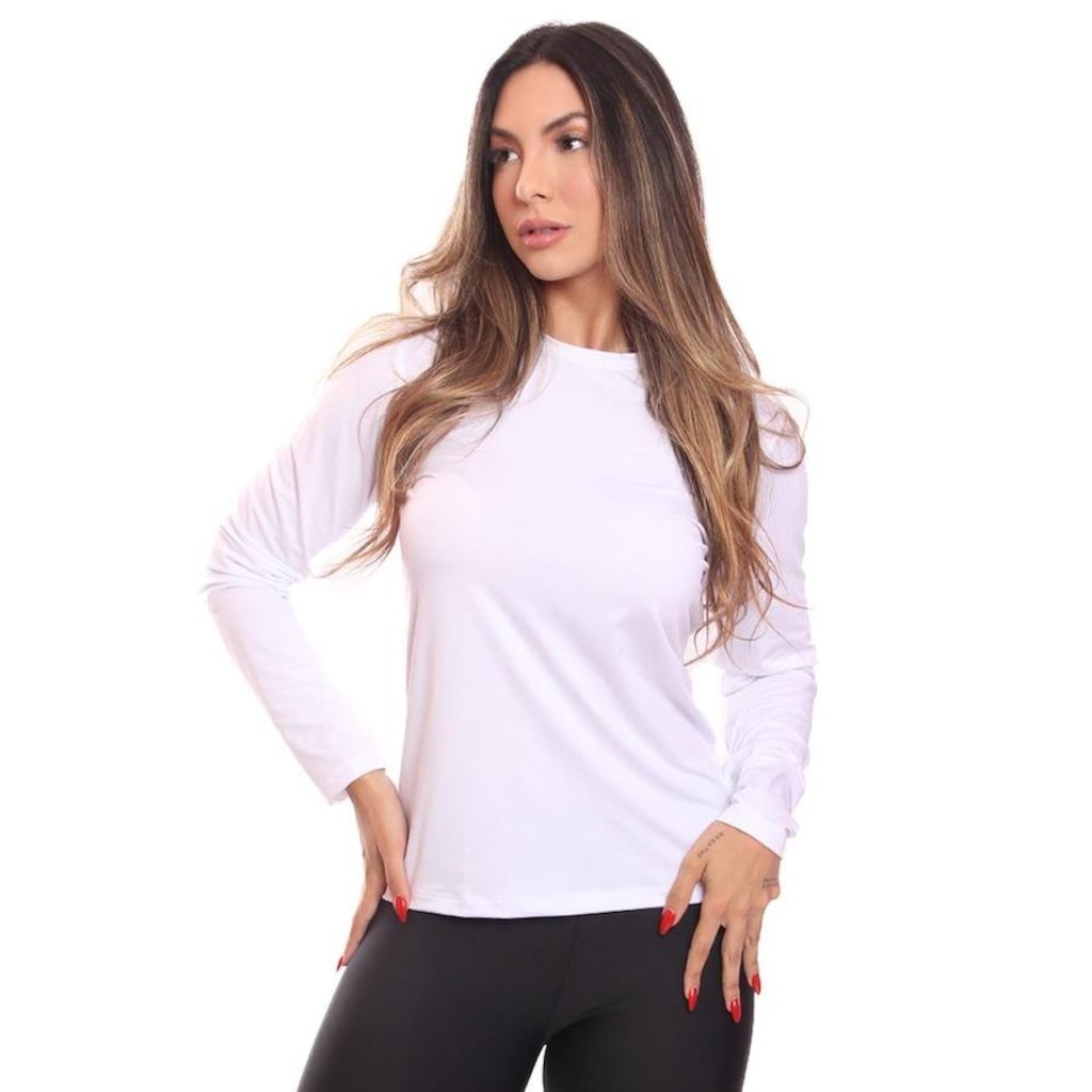 Imagem 4 do produto Kit de Camisas Térmica Adriben Dry Fit Manga Longa com Proteção Solar - 4 Unidades - Feminino