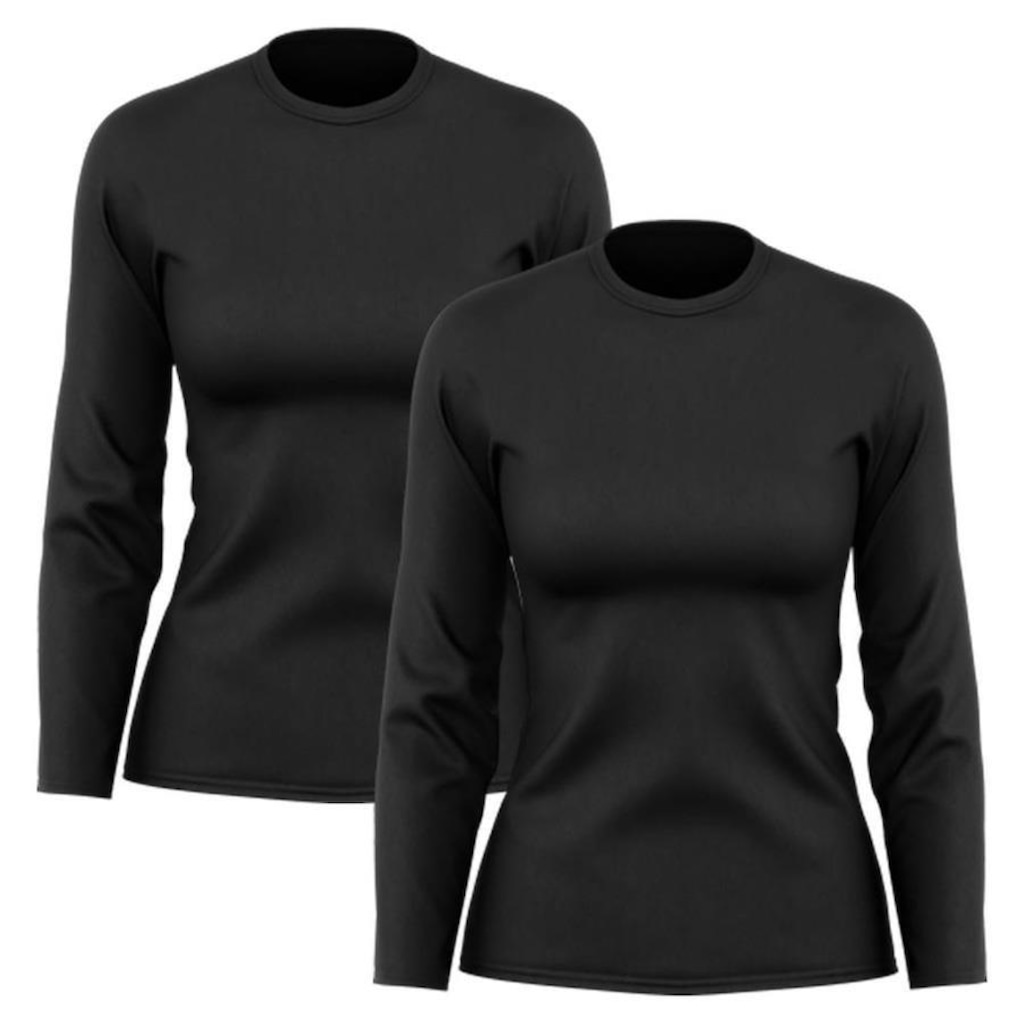 Imagem 2 do produto Kit de Camisas Térmica Adriben Dry Fit Manga Longa com Proteção Solar - 2 Unidades - Feminino