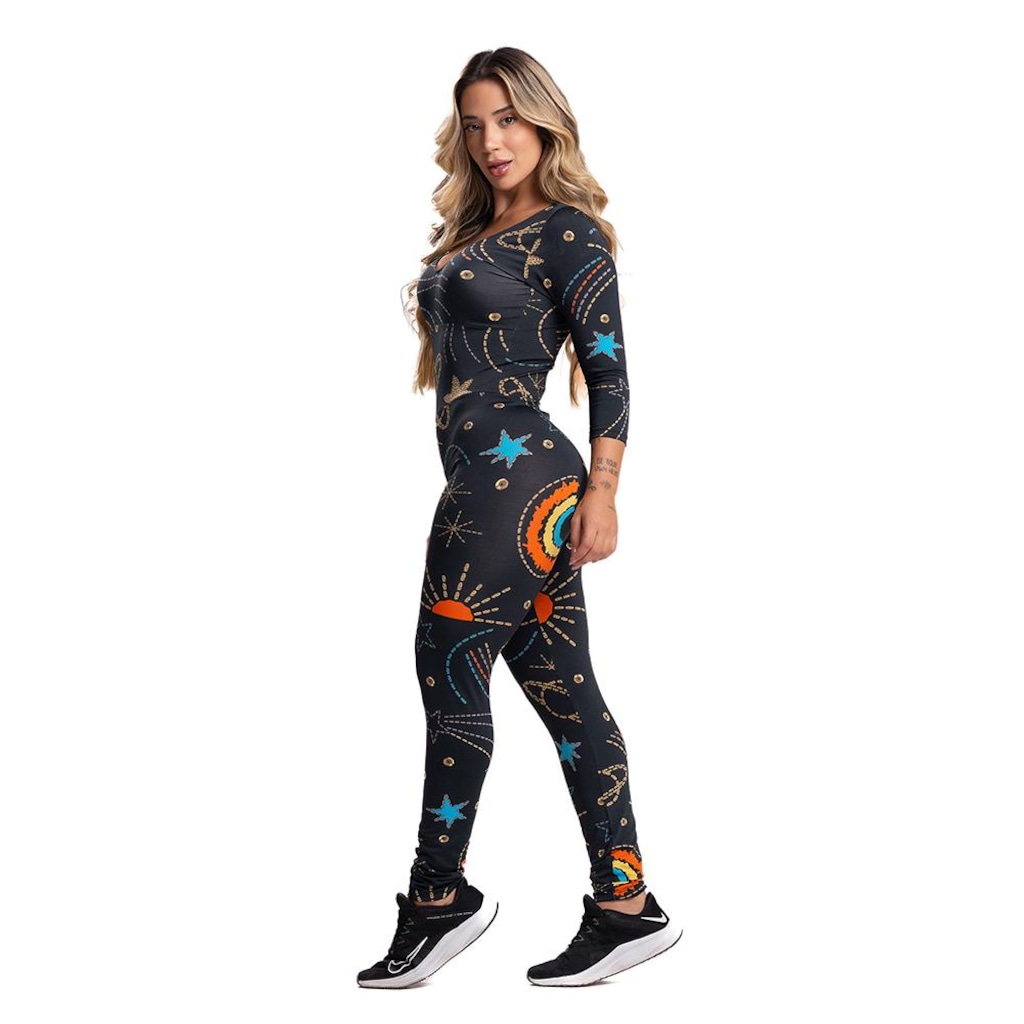 Imagem 2 do produto Macacão Fitness MVB Modas Longo 3/4 Costa Fechada Fitness Suplex - Feminino