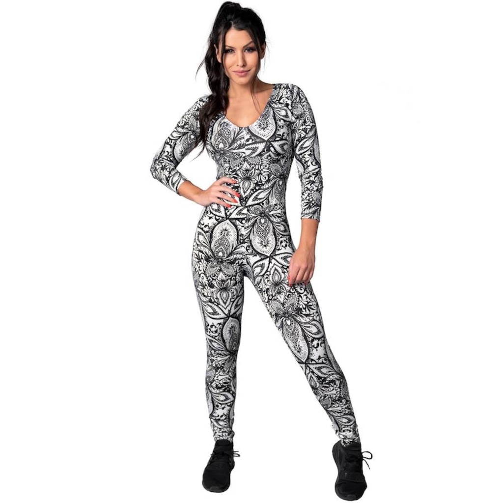 Macacão Fitness MVB Modas Longo 3/4 Costa Fechada Fitness Suplex - Feminino