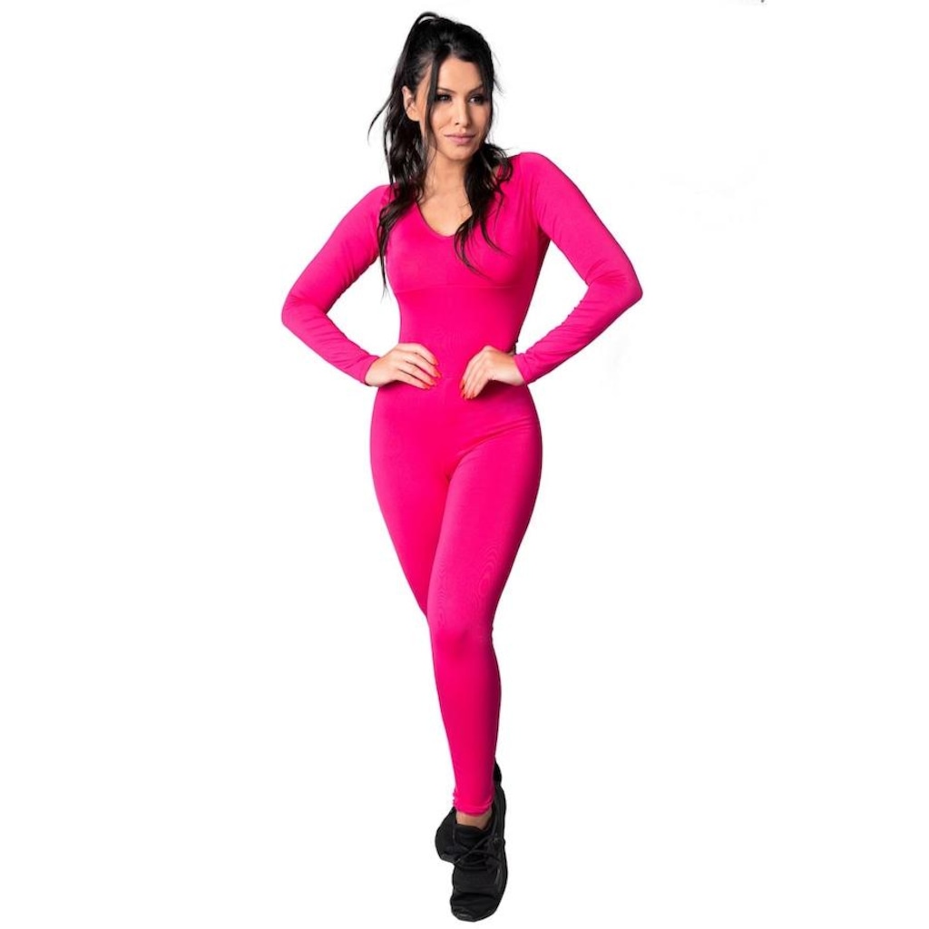 Macacão Fitness MVB Modas Longo 3/4 Costa Fechada Fitness Suplex - Feminino