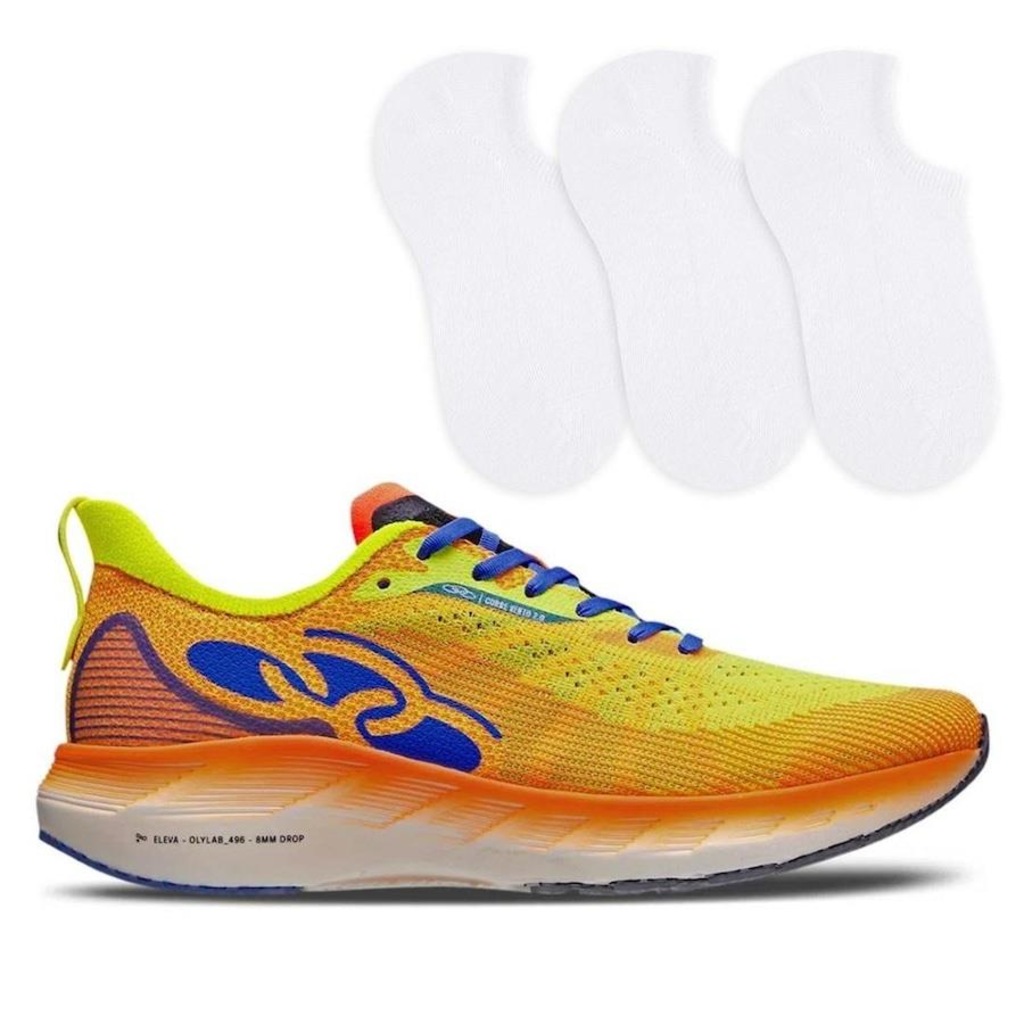 Kit Tênis Olympikus Corre Vento 2 168g com 3 Pares de Meias Color Sports - Unissex - Foto 1