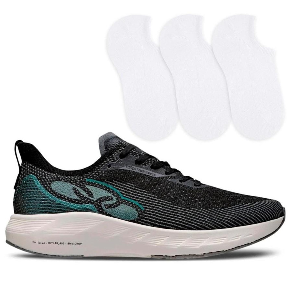 Kit Tênis Olympikus Corre Vento 2 168g com 3 Pares de Meias Color Sports - Unissex - Foto 1