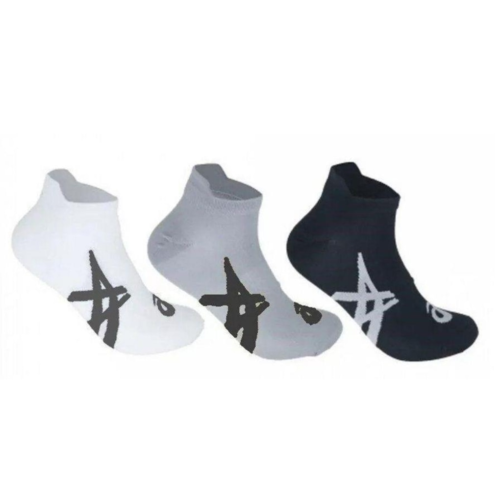 Kit Meias Asics Road Short - 3 pares - Unissex