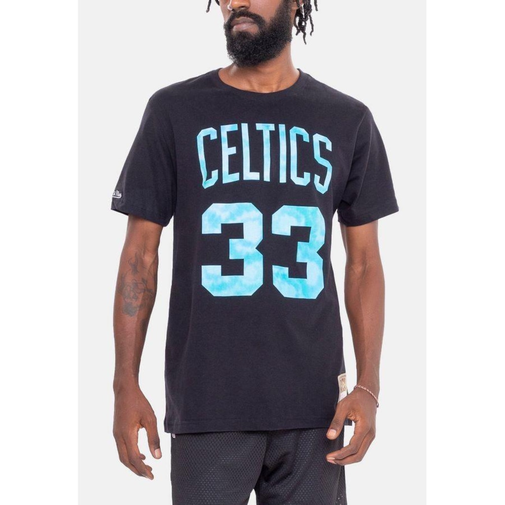 Camiseta Mitchell & Ness Tie Dye Black Boston Celtics Larry Bird - Masculina
