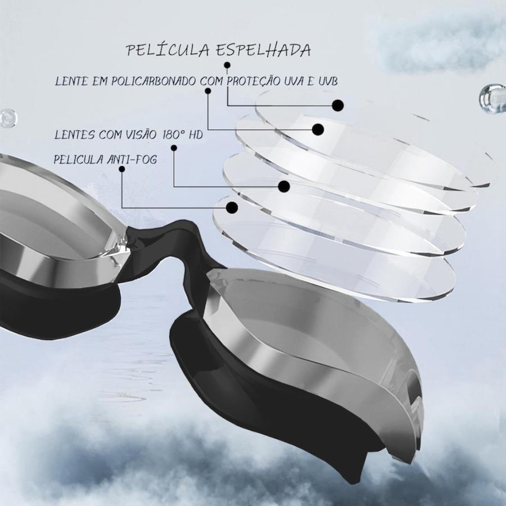 Imagem 5 do produto Óculos de Natação Gold Sports Legend Dem Mirror High Definition - Adulto