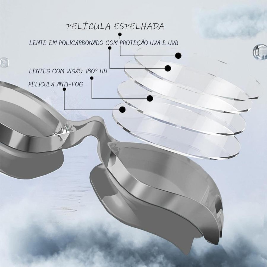 Imagem 2 do produto Óculos de Natação Gold Sports Legend Dem Mirror High Definition - Adulto