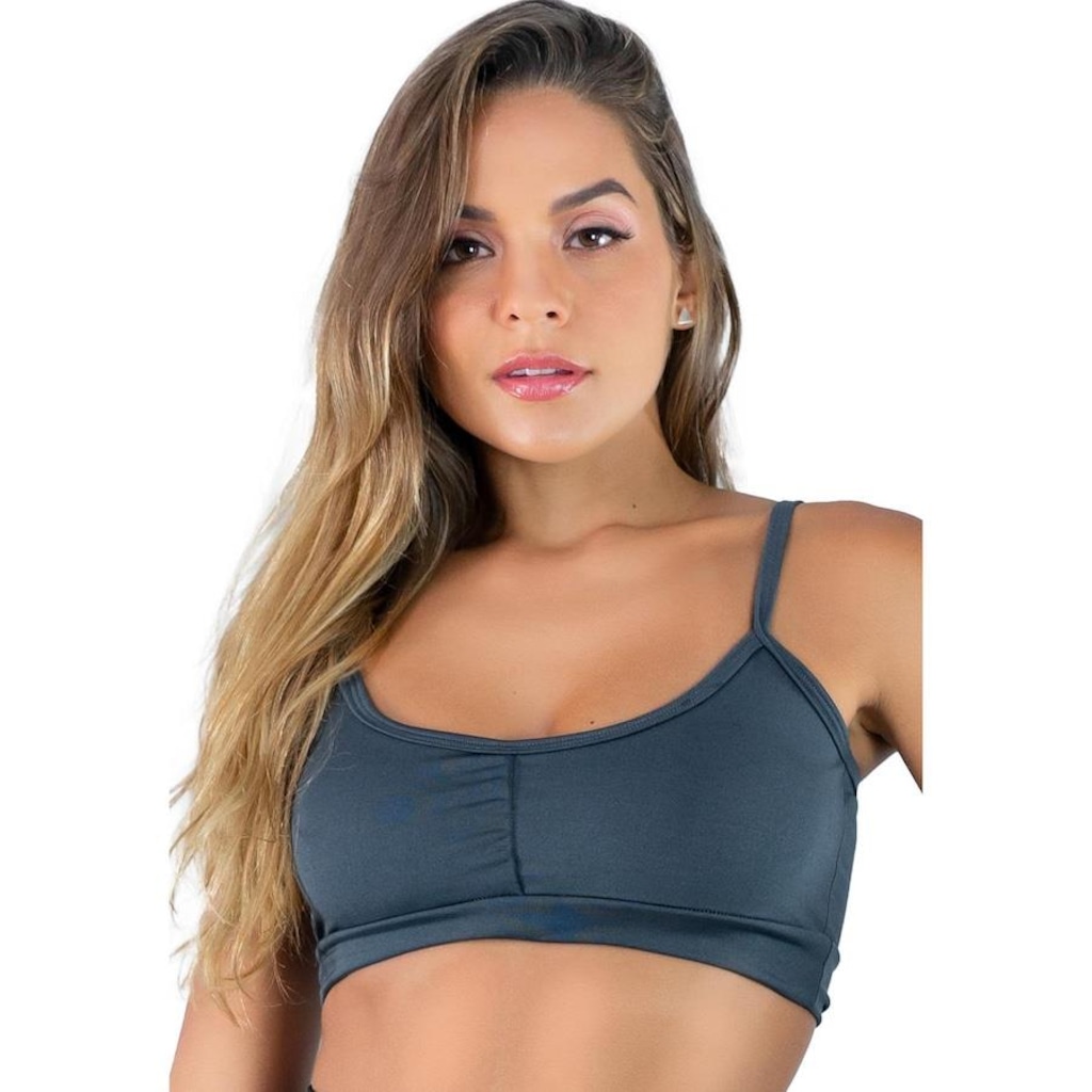 Top Fitness Mvb Modas Cropped Academia Franzido Suplex - Feminino